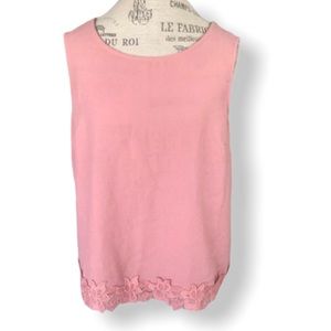 DEX SUIT SHOP NEW YORK Peach Light Pink NWT Sleeveless Top With Bottom Lace Hem
